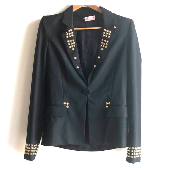 gold studded blazer